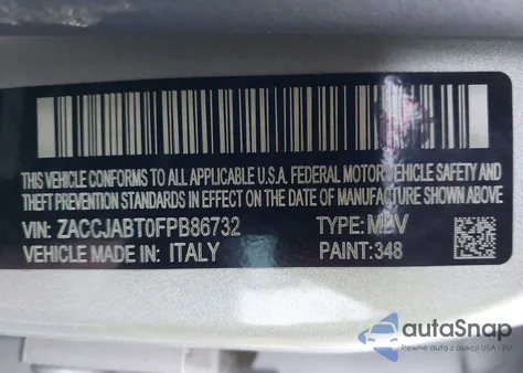 2015 Jeep Renegade Latitude из США, поврежденный, VIN ZACCJABT0FPB86732